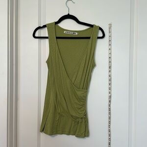 Michael Stars olive green crossover v neck blouse One Size